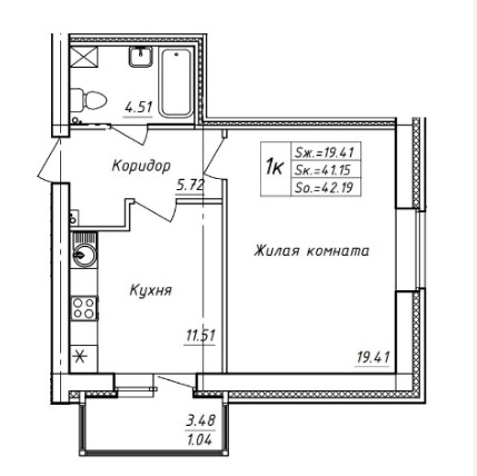 планировка квартиры 42 м2